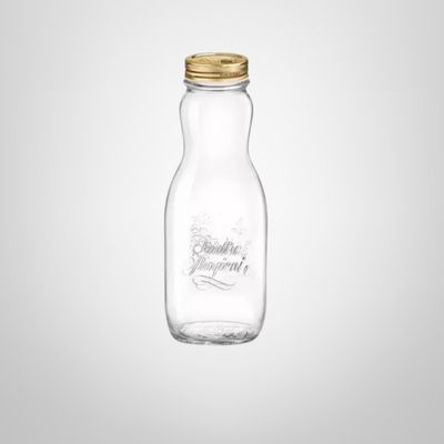 Botella de Vidrio Tapa Rosca de Metal Dorada 1 litro "Juice"