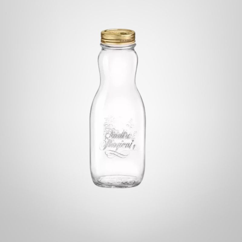 Botella de Vidrio Tapa Rosca de Metal Dorada 1 litro "Juice"