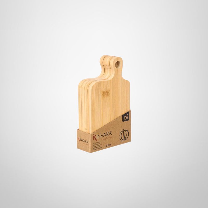 Set de 4 Mini Tablas de Madera de Bambú