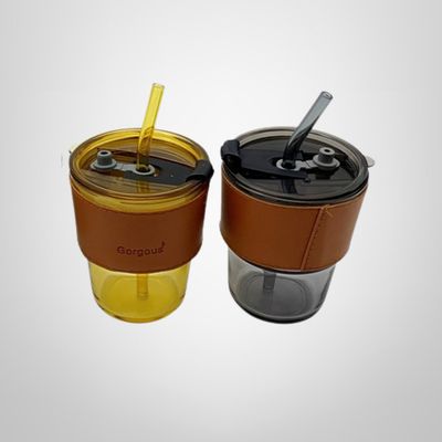 Vaso de Vidrio c/Sorbito + Tapa + Banda Aislante 450ml