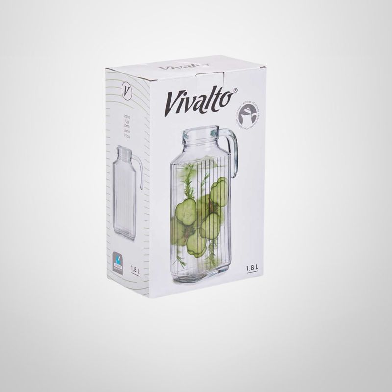 Jarra de Vidrio c/Tapa Blanca y Asa 1,8 Litros para Nevera