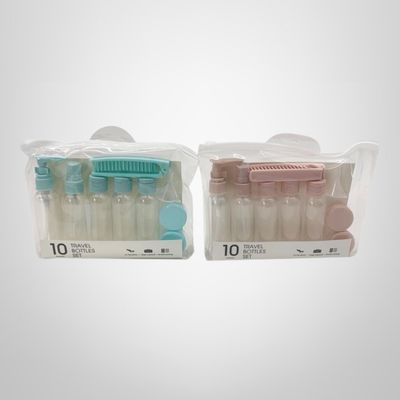 Juego de Frascos para Viaje 7 Piezas c/Sobre Transparente de PVC