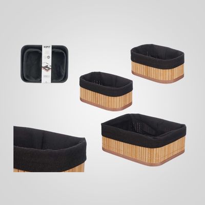 Set 3 organizadores bambú negro/blanco 2 tamaños