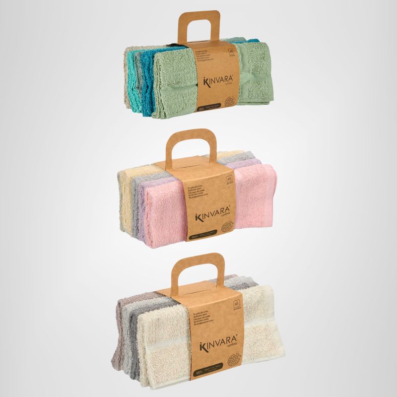 Set de 5 Repasadores de Cocina de Algodón 50x50cm Ocres