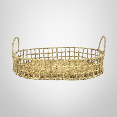 Bandeja Oval c/Asas de Fibra Natural 45 x 36 x 7cm