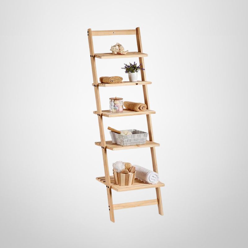 Escalera de Madera de Bambú 5 Estantes 29,2x41x132cm KIPIT