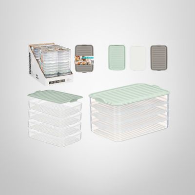 Recipiente de Plastico c/Tapa 4 Niveles 750ml 15,5x23x12,5cm