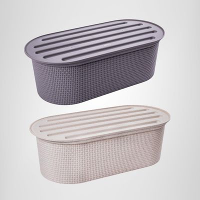 Panera de Plástico Simil Rattán c/Bandeja para Migas