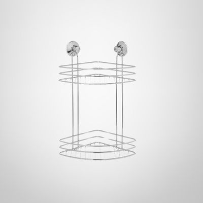 Esquinero de Acero Inoxidable 2 Estantes c/Ventosas 19x26x39cm