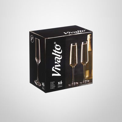 Set de Copas de Vidrio de Champagne 250ml x6 VIVALTO