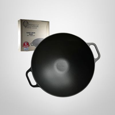 Wok de Hierro Curado Hondo c/Asas 36cm VICTORIA