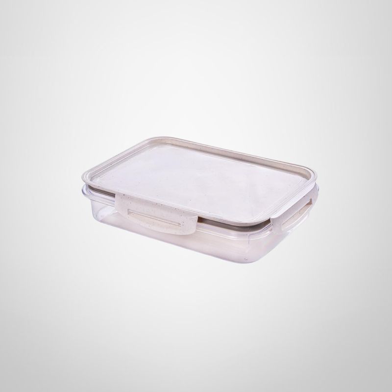 Recipiente Hermético Rectangular 1,1 Litros Blanco Mármol "Traba Mais" PLASUTIL