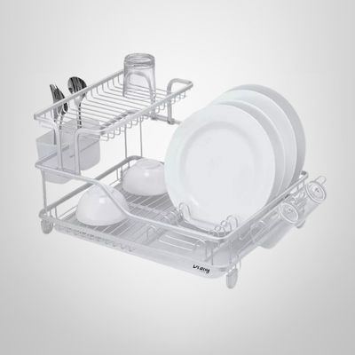 Escurridor Doble Piso de Aluminio C/Bandeja de Plastico  47x35x28 cm