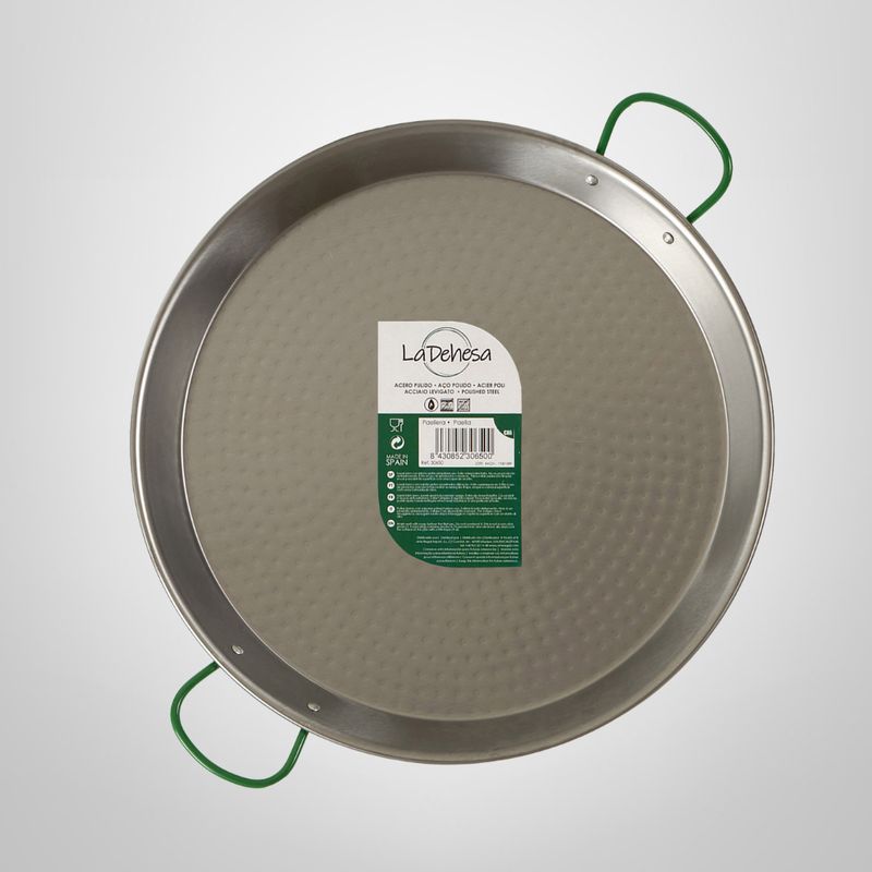 Paellera de Acero Pulido 42cm con 2 Asas LA DEHESA