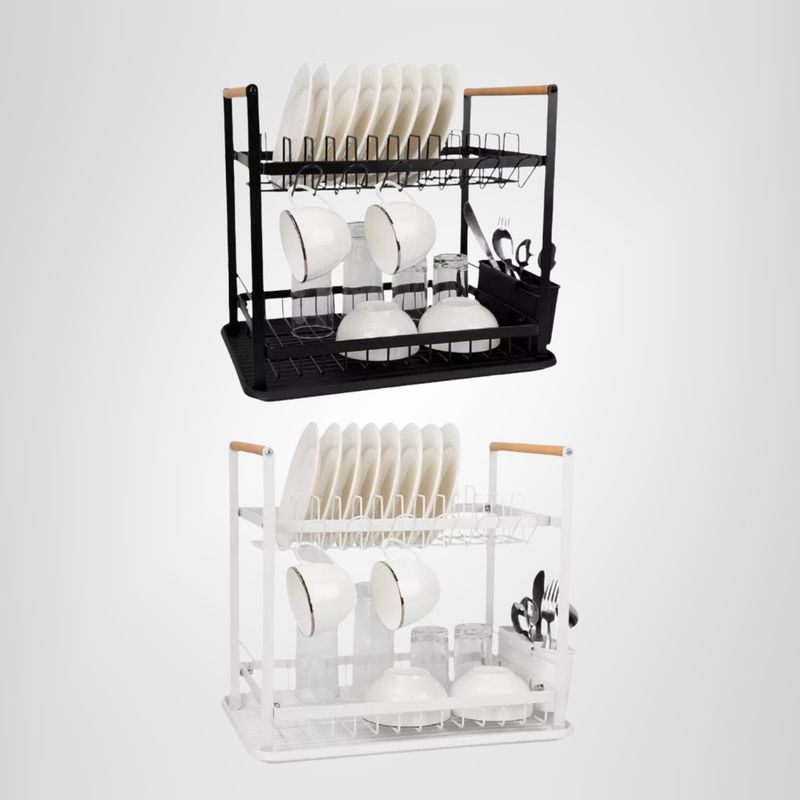 Escurridor de Vajilla 2 Pisos c/Asa de Madera HUDSON
