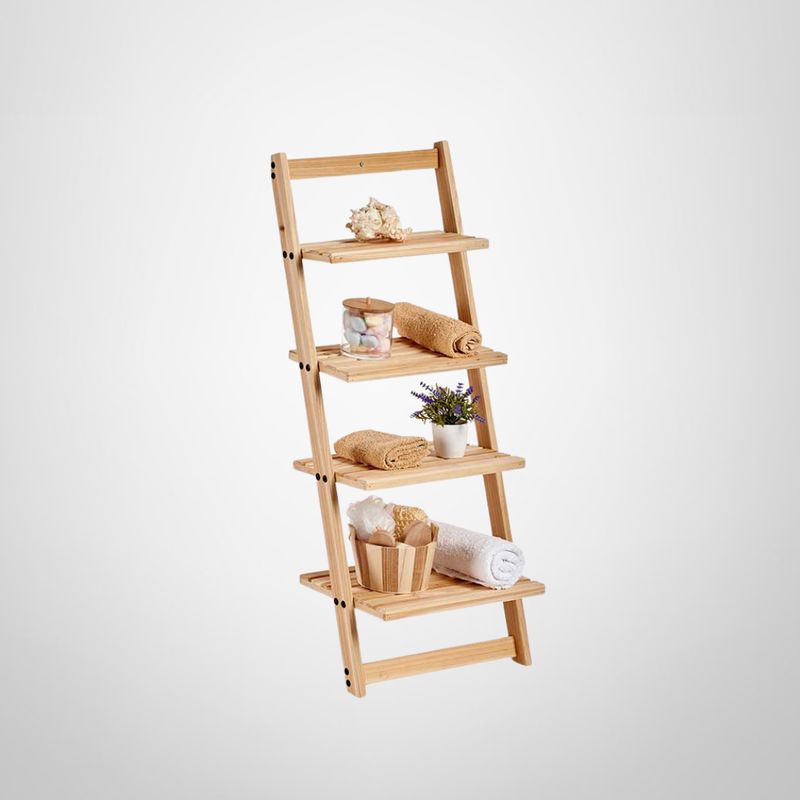 Escalera de Madera de Bambú 4 Estantes 27,5x41,5x98cm KIPIT