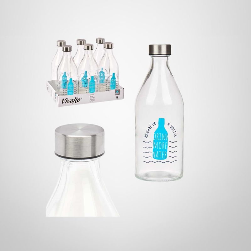 Botella de Vidrio c/Tapa Rosca de Metal 1 Litro
