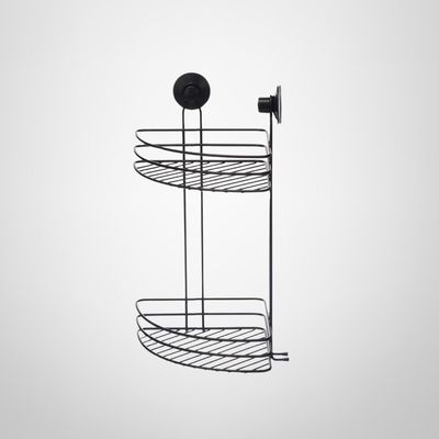 Esquinero de Metal Negro Mate 2 Estantes c/Ventosas 19x26x39cm