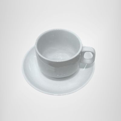 Taza Desayuno de Ceramica c/plato Blanca