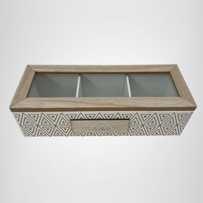 Caja de té rectangular de madera