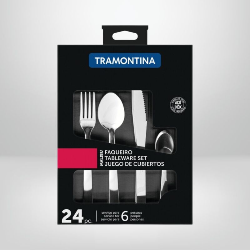 Juego de Cubiertos 24 Piezas de Acero Inox. "Malibu" TRAMONTINA