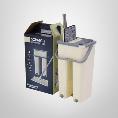 Mopa de Microfibra con Cabezal 360º c/Balde Autolimpiable y Mango Extensible