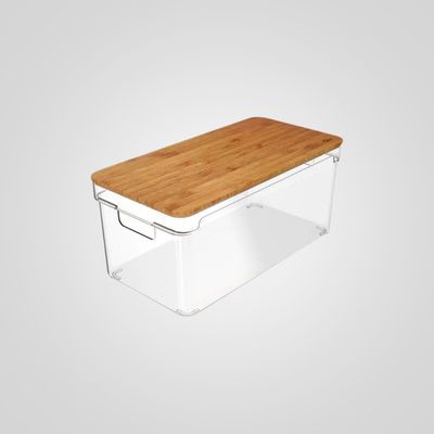 Organizador transparente tapa bambú OU