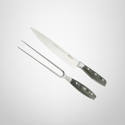 Set de Parrilla 2 Piezas de Acero Inoxidable c/Mango de Madera  HUDSON