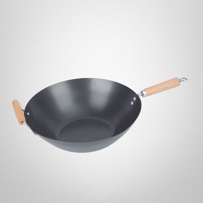 Wok Antiadherente con Mango y Asa de Madera 35cm "Carbone" CUORI