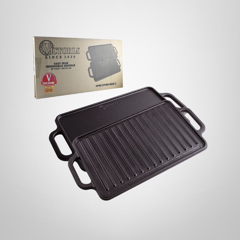 Plancha de Hierro Esmaltado Reversible Rectangular c/Asas 21x33cm VICTORIA