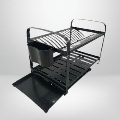 Escurridor 2 Pisos de Acero Inoxidable  c/Bandeja Negro/Blanco