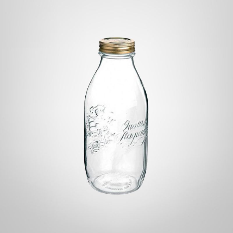 Botella de Vidrio Tapa Rosca de Metal Dorada 1 Litro