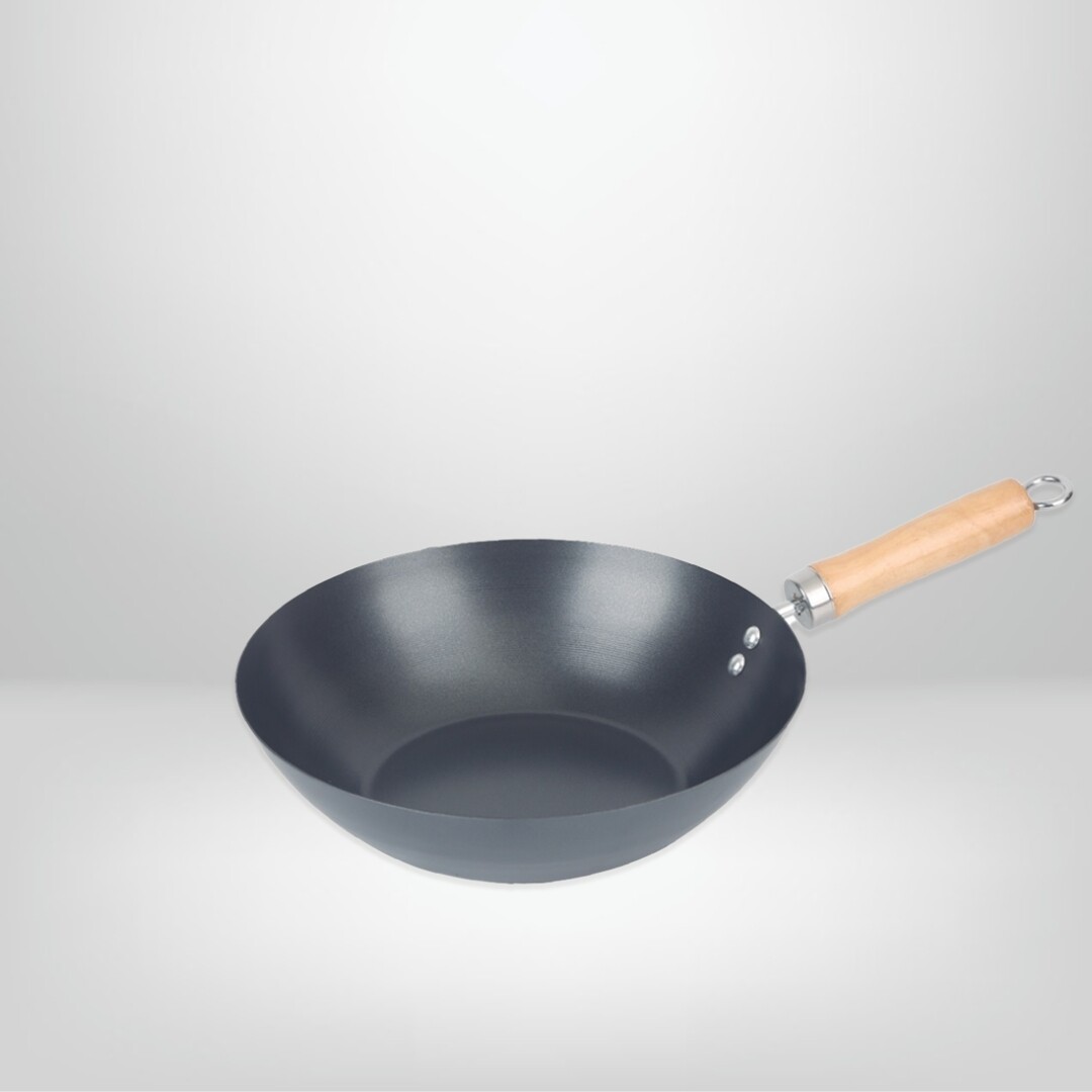 Wok Antiadherente con Mango y Asa de Madera 28cm  "Carbone" CUORI