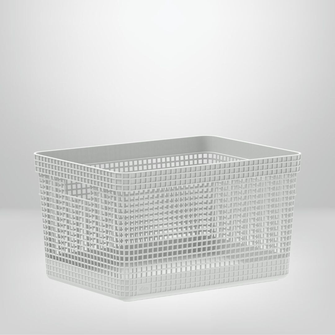 Cesta Organizadora Símil Rattán de 20 Litros "Grid" OU, Color: Blanco