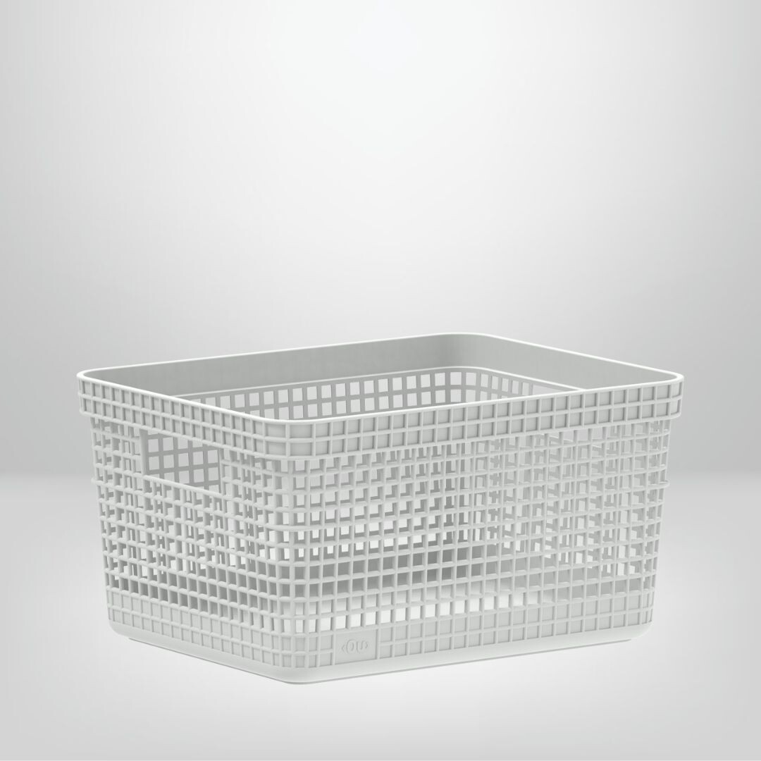 Cesta Organizadora Símil Rattán de 8 Litros "Grid" OU, Color: Blanco