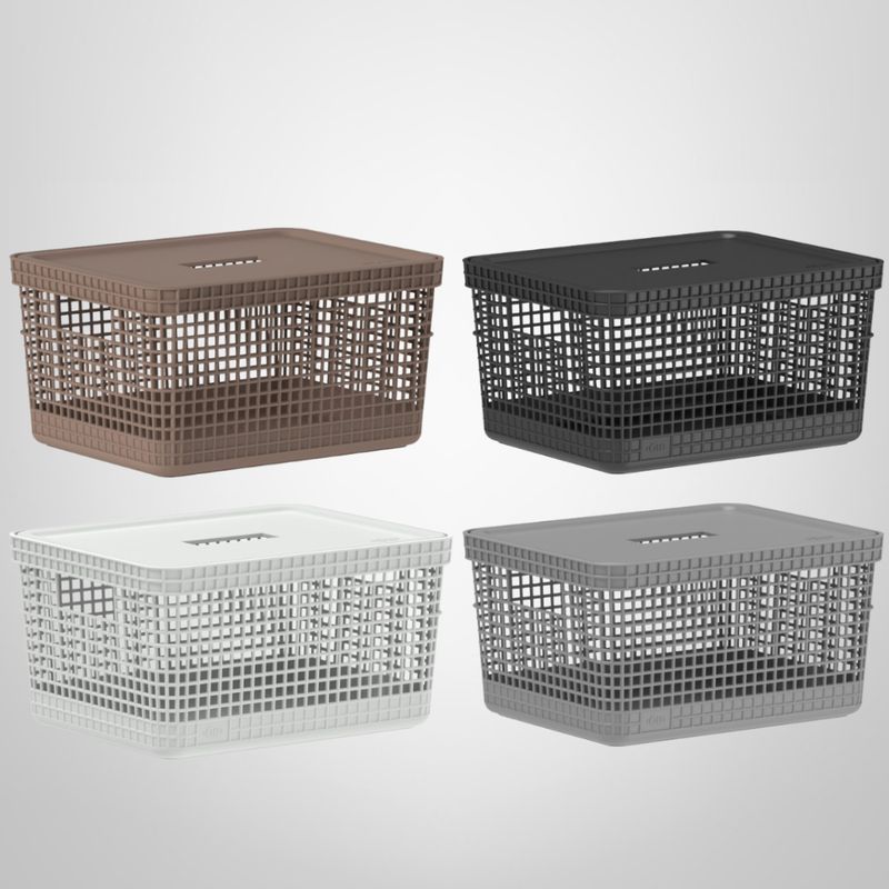 Caja Organizadora Símil Rattán c/Tapa 20 Litros "Grid" OU