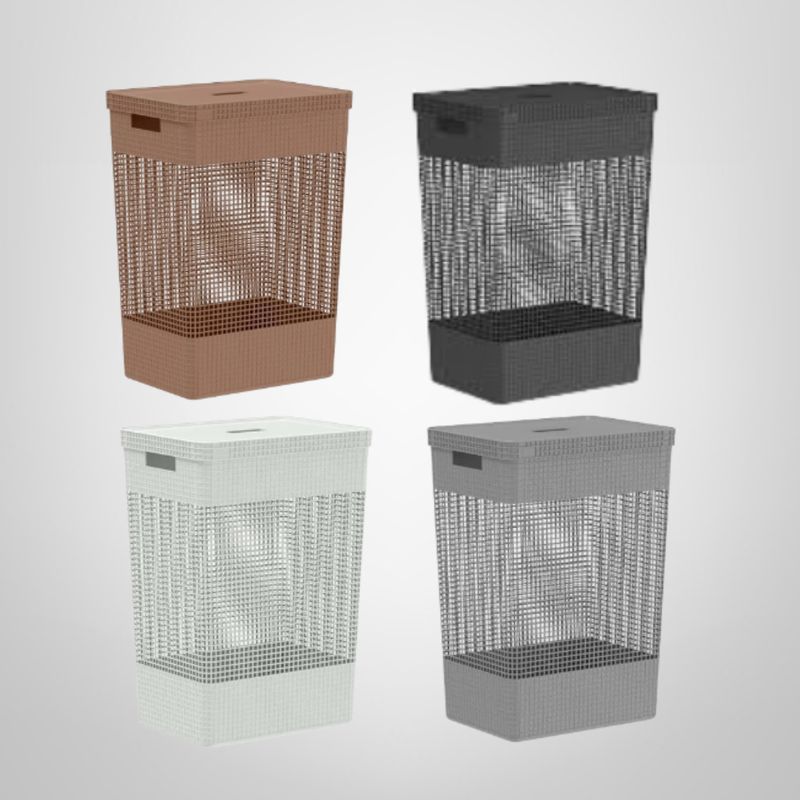 Cesto de Ropa Símil Rattán c/Tapa de 49 Litros "Grid" OU