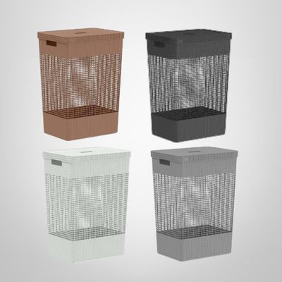 Cesto de Ropa Símil Rattán c/Tapa de 49 Litros "Grid" OU