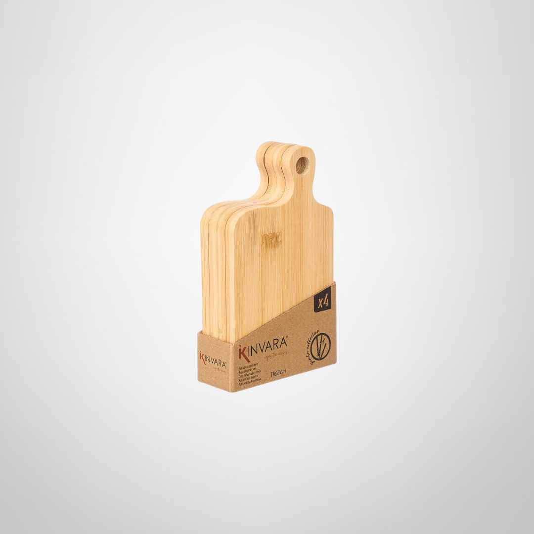 Set de 4 Mini Tablas de Madera de Bambú