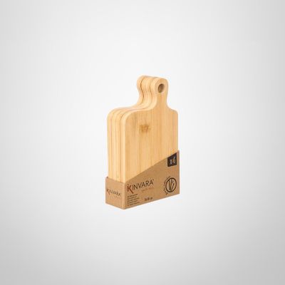 Set de 4 Mini Tablas de Madera de Bambú
