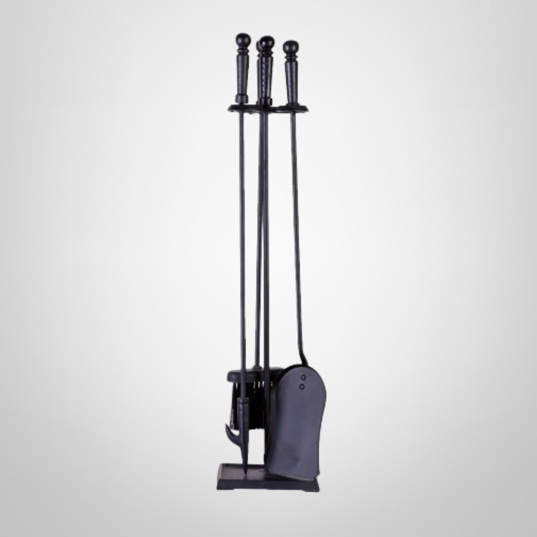 Juego Atizador 5 Piezas Negro Base Rectangular KASSEL