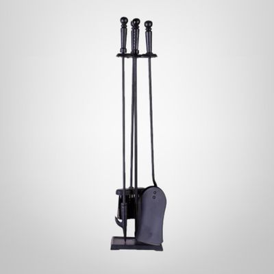 Juego Atizador 5 Piezas Negro Base Rectangular KASSEL