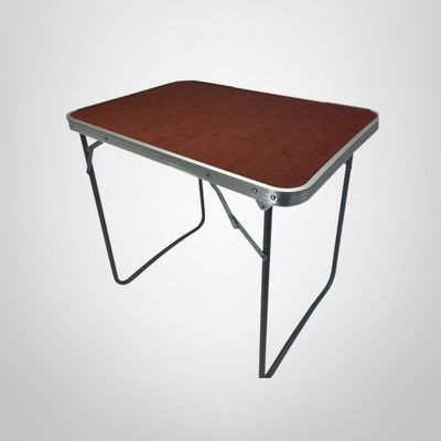Mesa Plegable Rectangular de Aluminio c/Asa Simil Madera 50x60x70cm