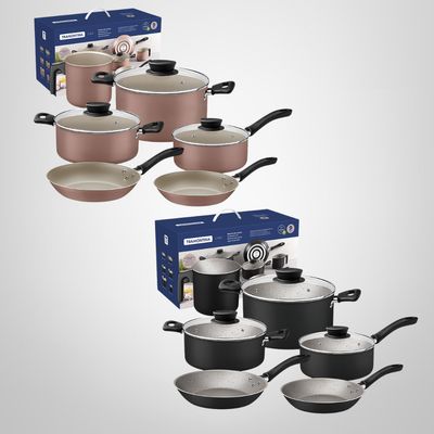 Juego de Ollas Antiadherentes 9 Piezas "Linz" Rosa TRAMONTINA