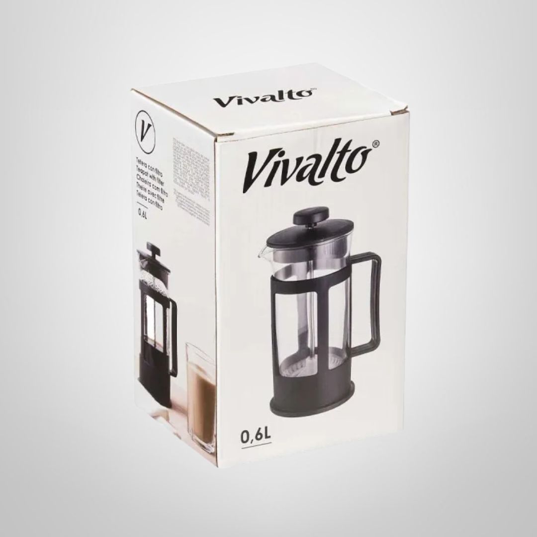 Cafetera/Tetera Prensa Francesa 600ml Negra VIVALTO