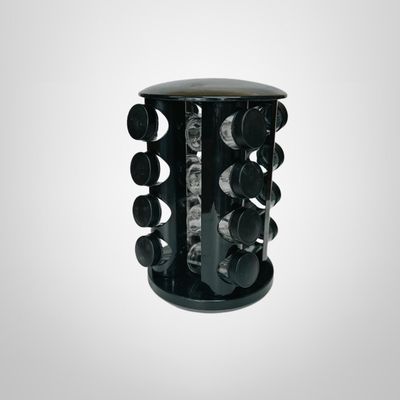 Rack Condimentero Especiero Giratorio de Plástico x16 Frascos Negro