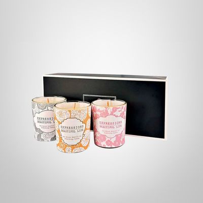 Juego de 3 Velas Aromáticas de 6,5x4,5cm en Caja de Regalo