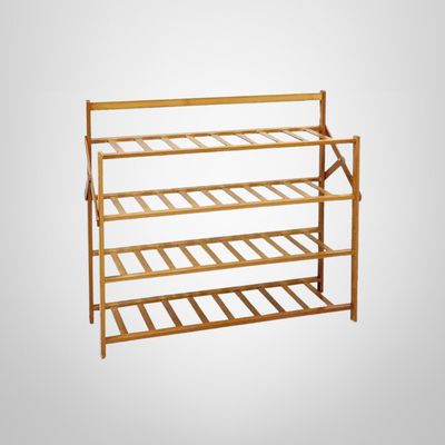 Zapatera Plegable de Madera de Bambú 4 Estantes 68x60x23cm