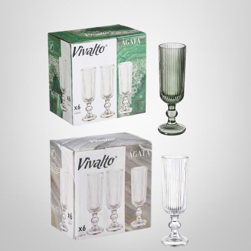 Juego de 6 Copas de Vidrio 160ml "Rayas" VIVALTO