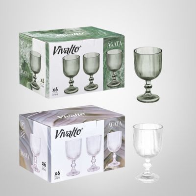 Juego de 6 Copas de Vidrio "Rayas" 370ml VIVALTO